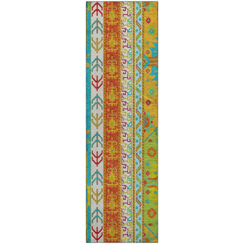 Premium Machine Washable Mayfield AMF1015 Teal 2'3" x 7'6" Runner Rug. Picture 1