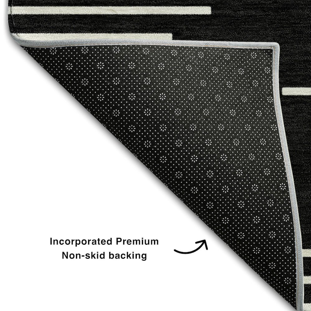 Premium Machine Washable Mayfield AMF1016 Black 1'8" x 2'6" Rug. Picture 2