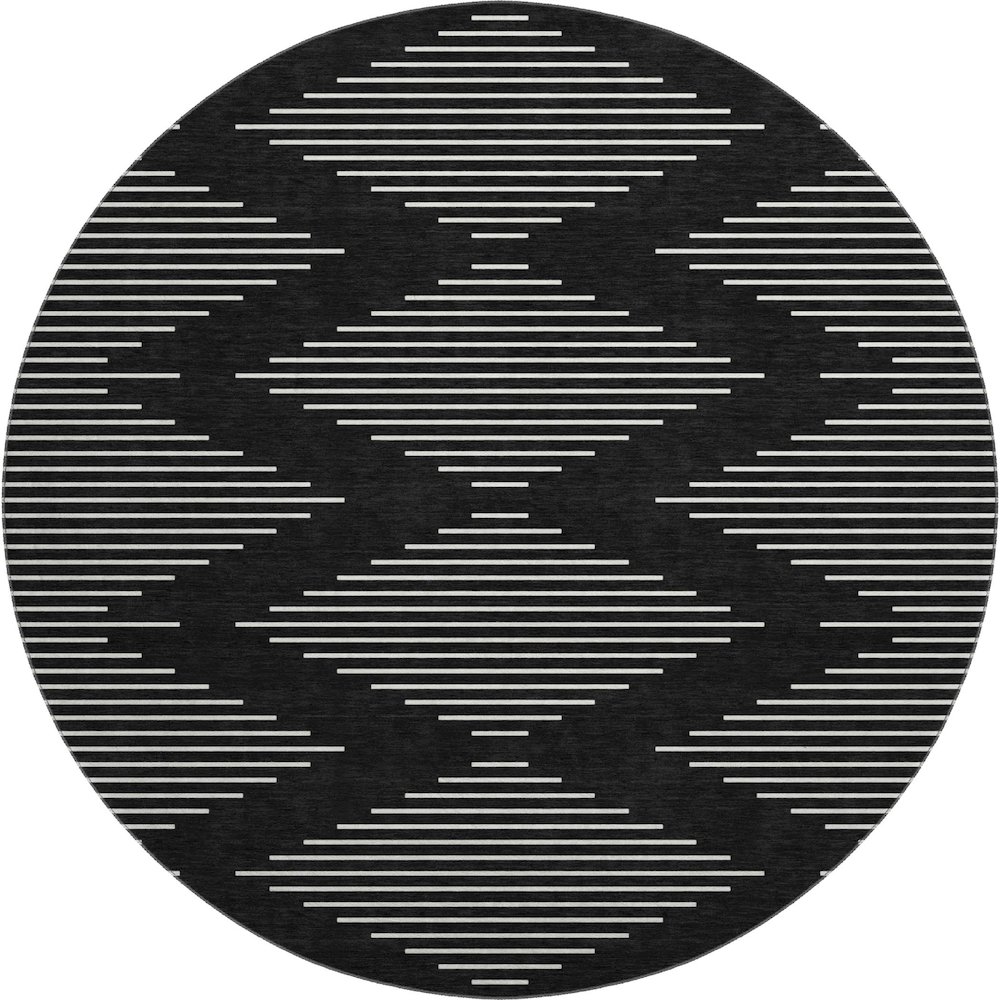 Premium Machine Washable Mayfield AMF1016 Black 8' x 8' Round Rug. Picture 1