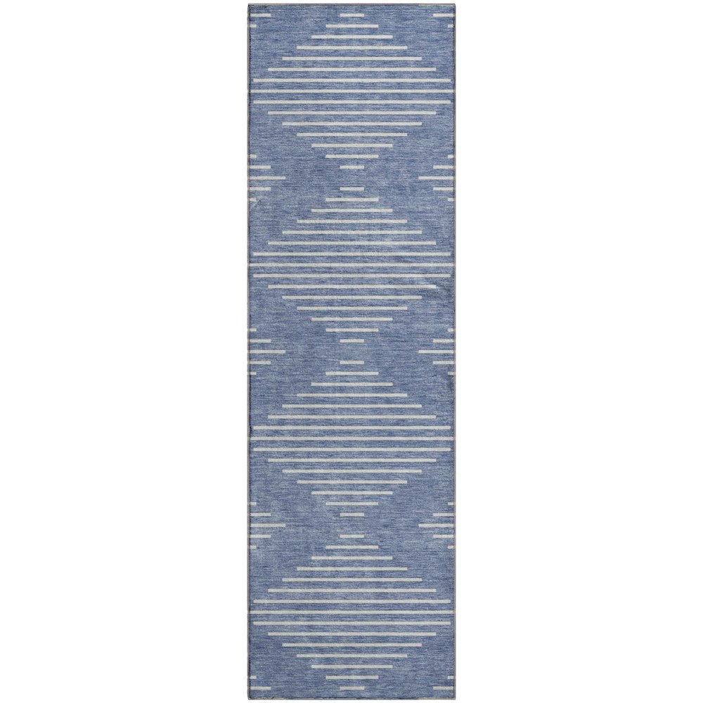 Premium Machine Washable Mayfield AMF1016 Denim 2'3" x 7'6" Runner Rug. Picture 1