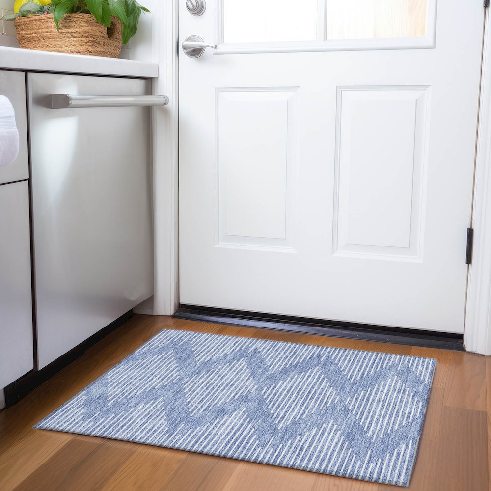 Premium Machine Washable Mayfield AMF1016 Denim 1'8" x 2'6" Rug. Picture 5