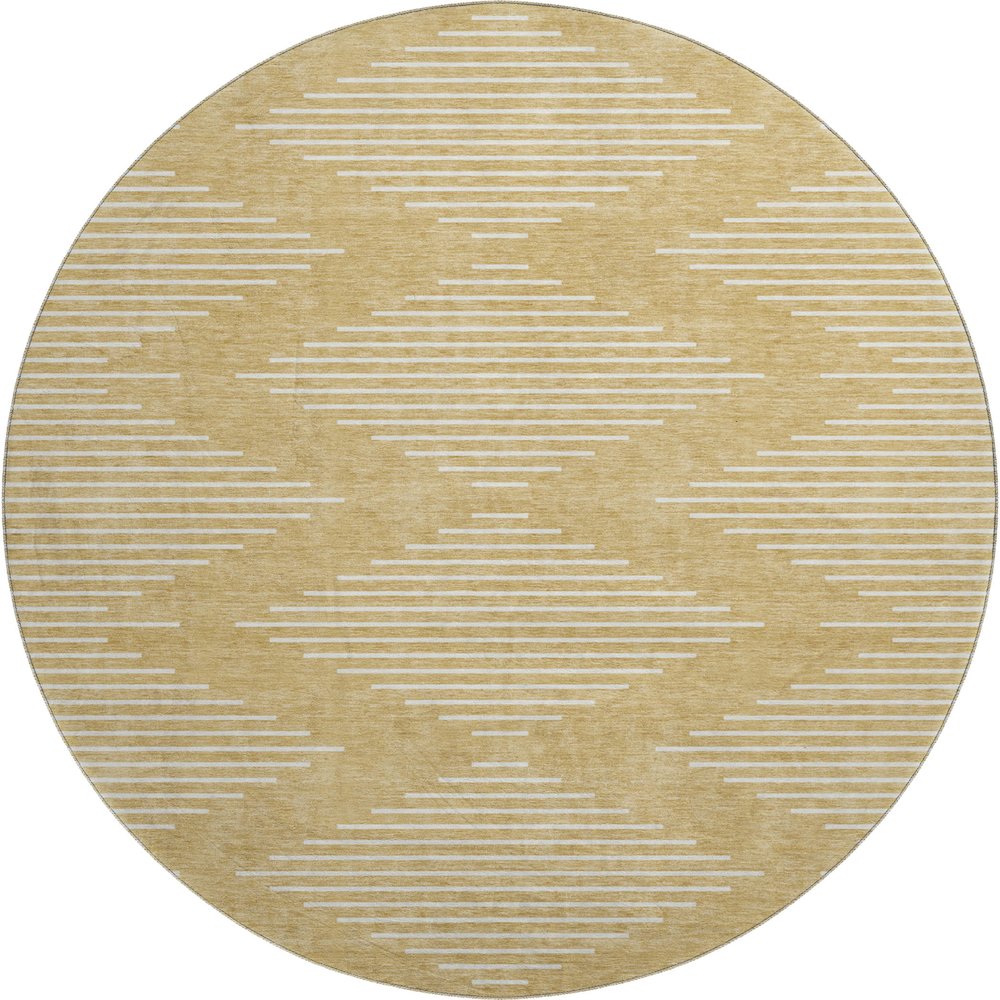 Premium Machine Washable Mayfield AMF1016 Gold 8' x 8' Round Rug. Picture 1