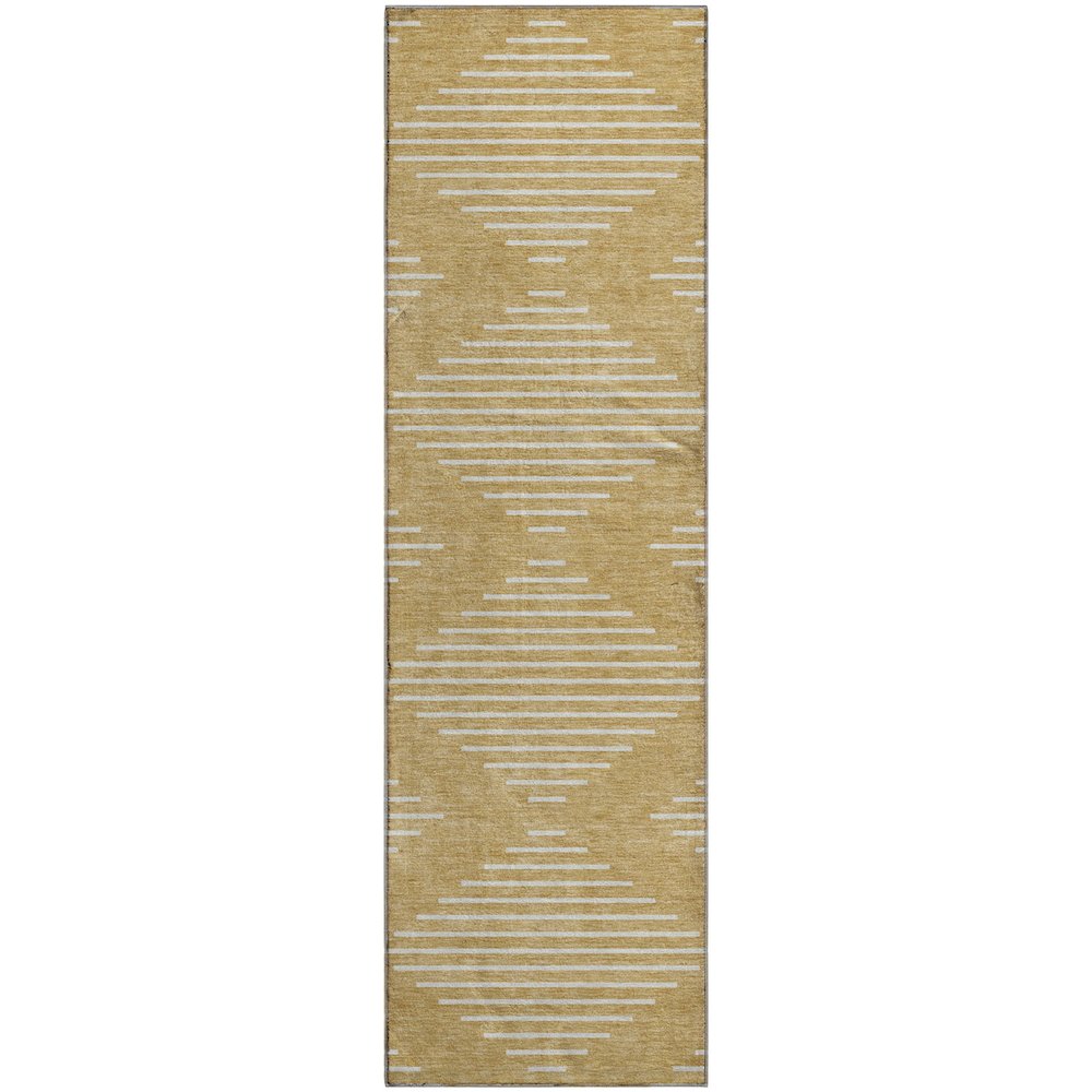 Premium Machine Washable Mayfield AMF1016 Gold 2'3" x 7'6" Runner Rug. Picture 1