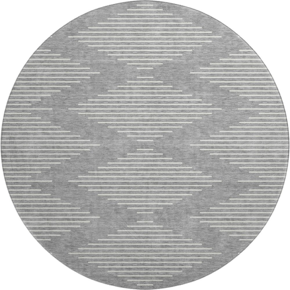 Premium Machine Washable Mayfield AMF1016 Gray 8' x 8' Round Rug. Picture 1