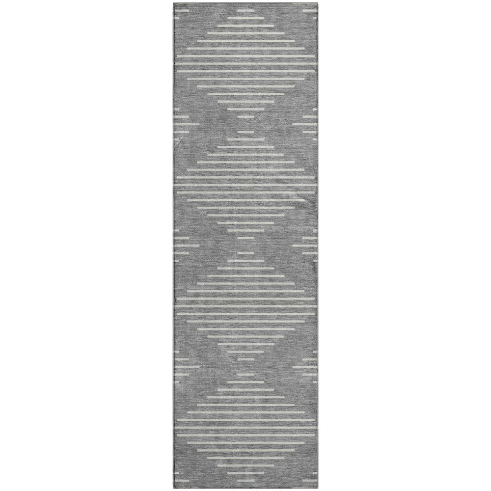 Premium Machine Washable Mayfield AMF1016 Gray 2'3" x 7'6" Runner Rug. Picture 1