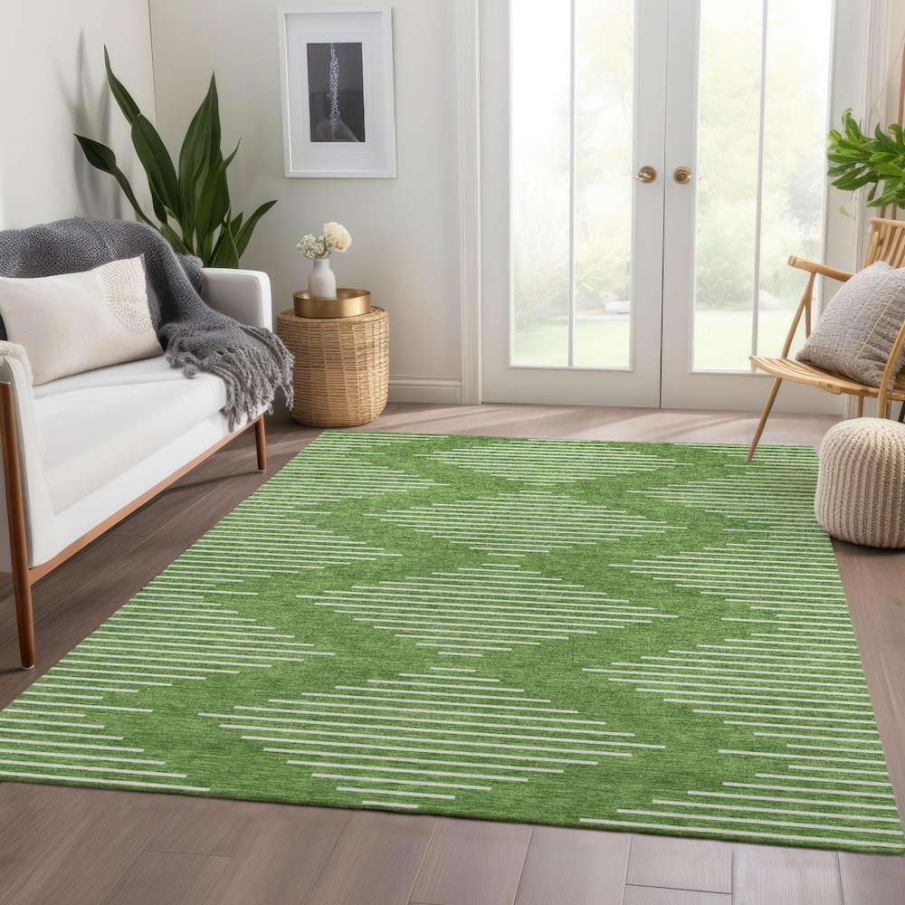 Premium Machine Washable Mayfield AMF1016 Green 2'6" x 3'10" Rug. Picture 6