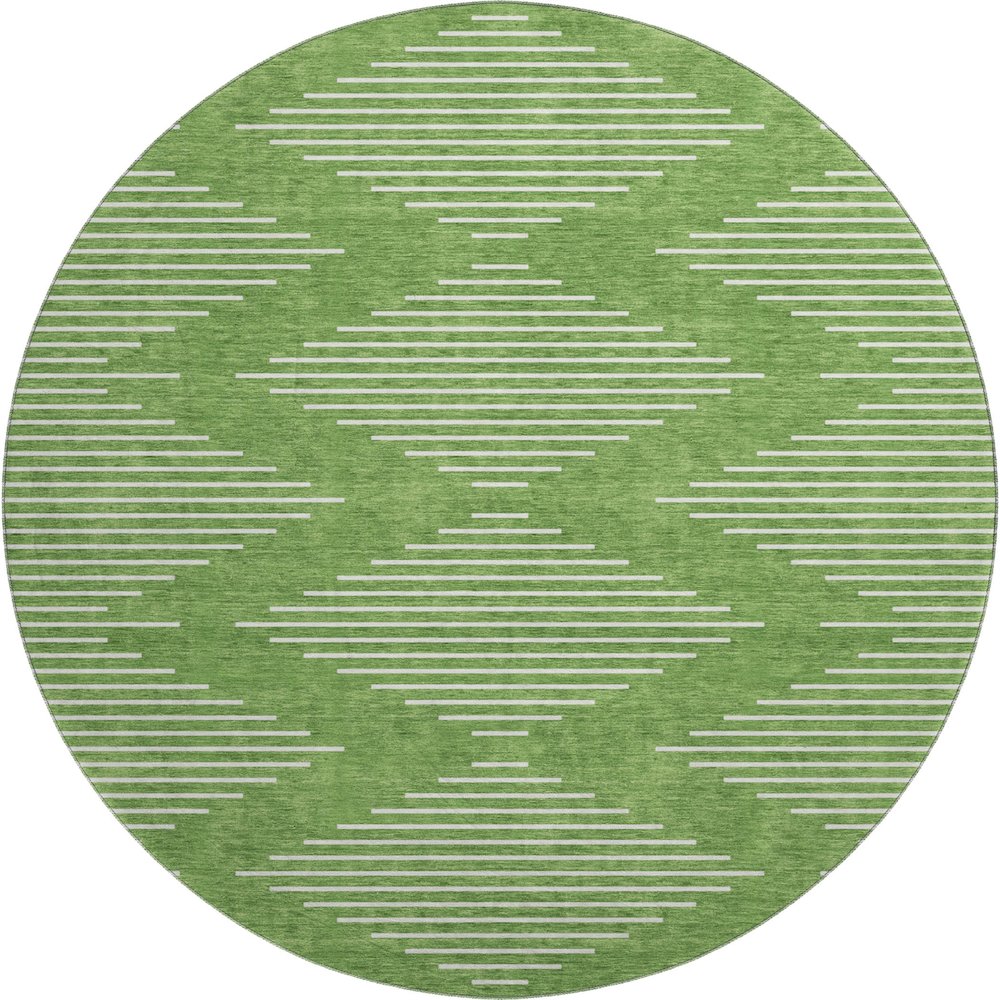 Premium Machine Washable Mayfield AMF1016 Green 8' x 8' Round Rug. Picture 1