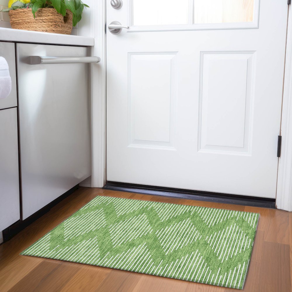Premium Machine Washable Mayfield AMF1016 Green 1'8" x 2'6" Rug. Picture 5