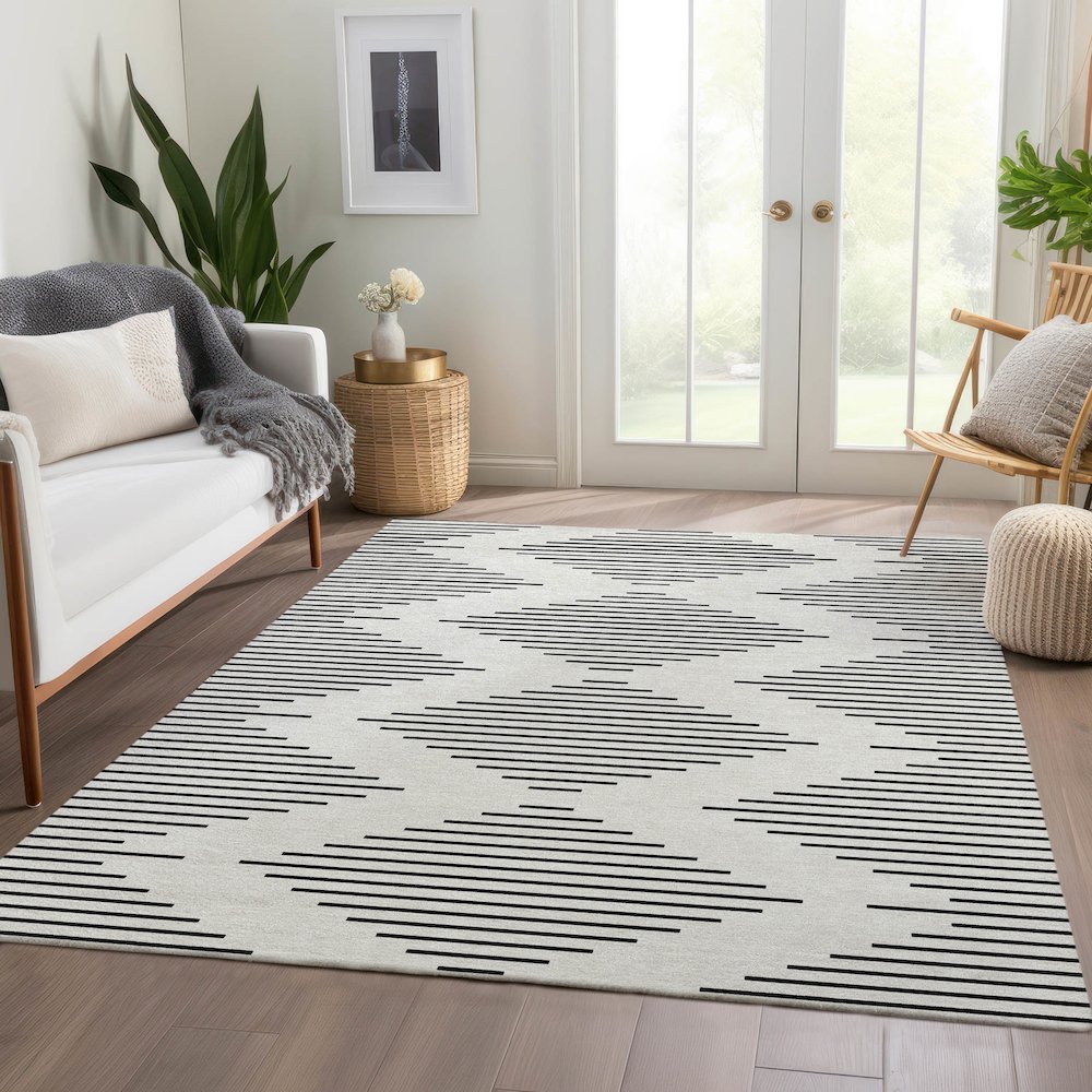 Premium Machine Washable Mayfield AMF1016 Ivory 2'6" x 3'10" Rug. Picture 6
