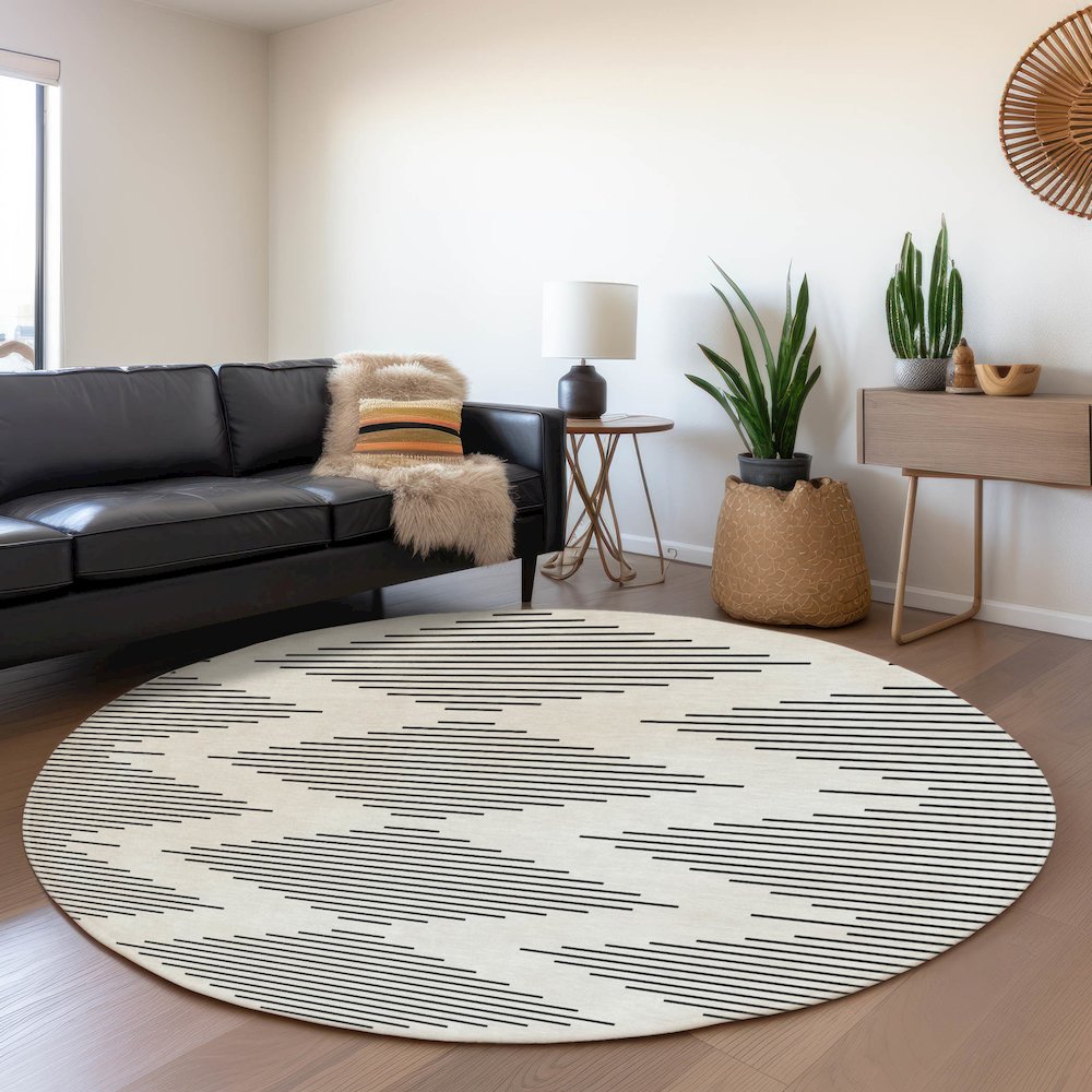 Premium Machine Washable Mayfield AMF1016 Ivory 8' x 8' Round Rug. Picture 5