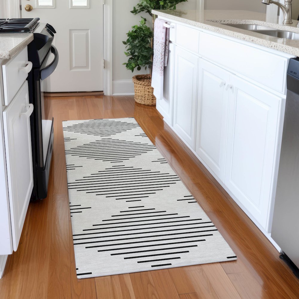 Premium Machine Washable Mayfield AMF1016 Ivory 2'3" x 7'6" Runner Rug. Picture 5