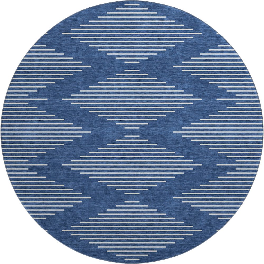 Premium Machine Washable Mayfield AMF1016 Navy 8' x 8' Round Rug. Picture 1