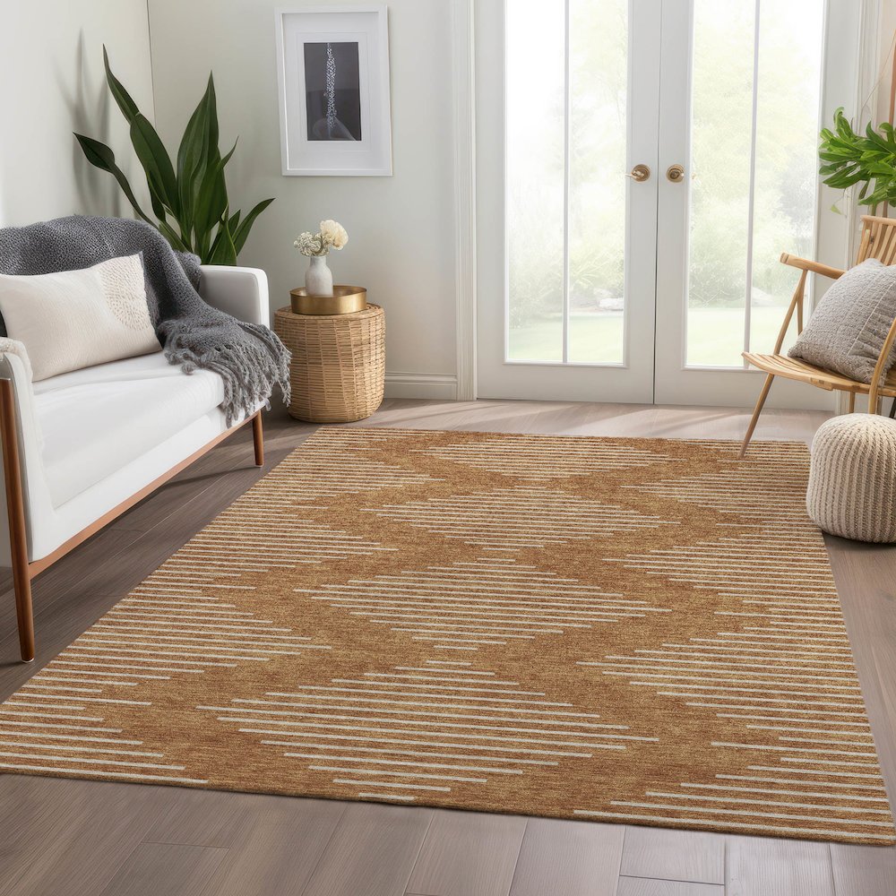 Premium Machine Washable Mayfield AMF1016 Paprika 2'6" x 3'10" Rug. Picture 6