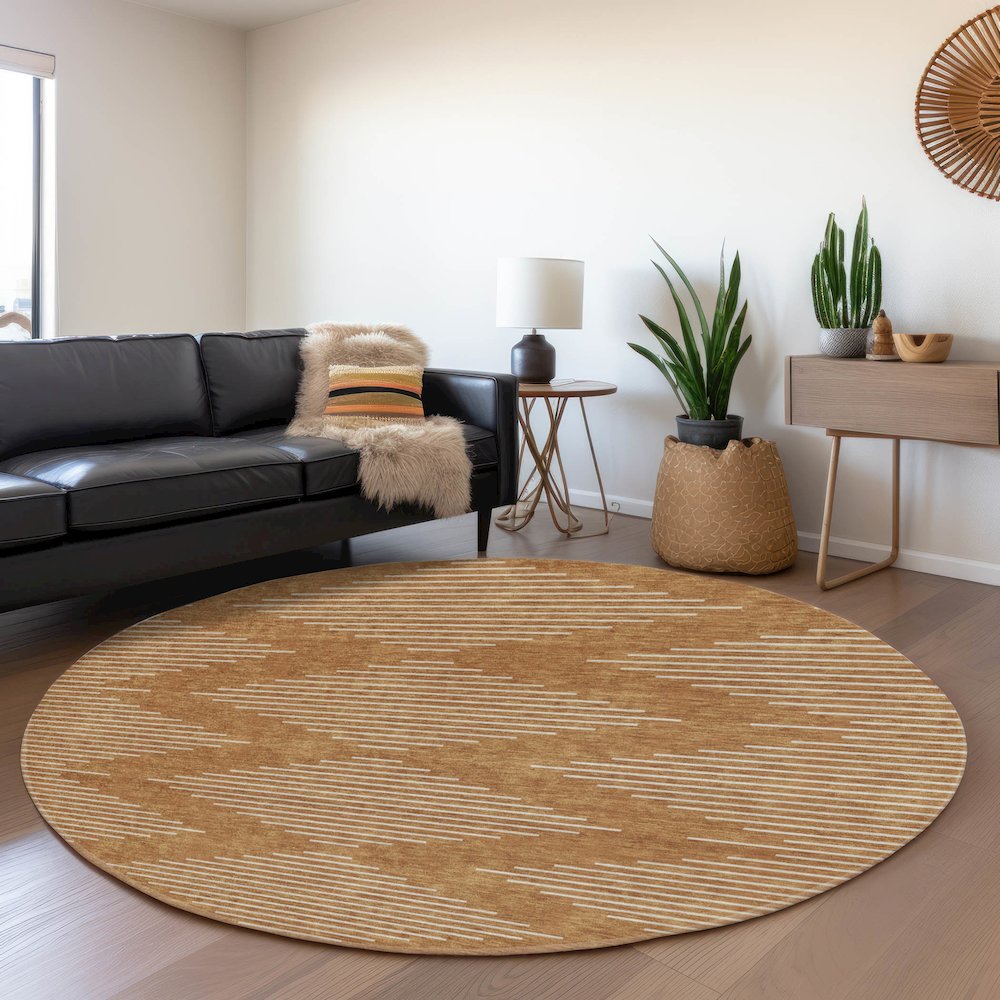 Premium Machine Washable Mayfield AMF1016 Paprika 8' x 8' Round Rug. Picture 5