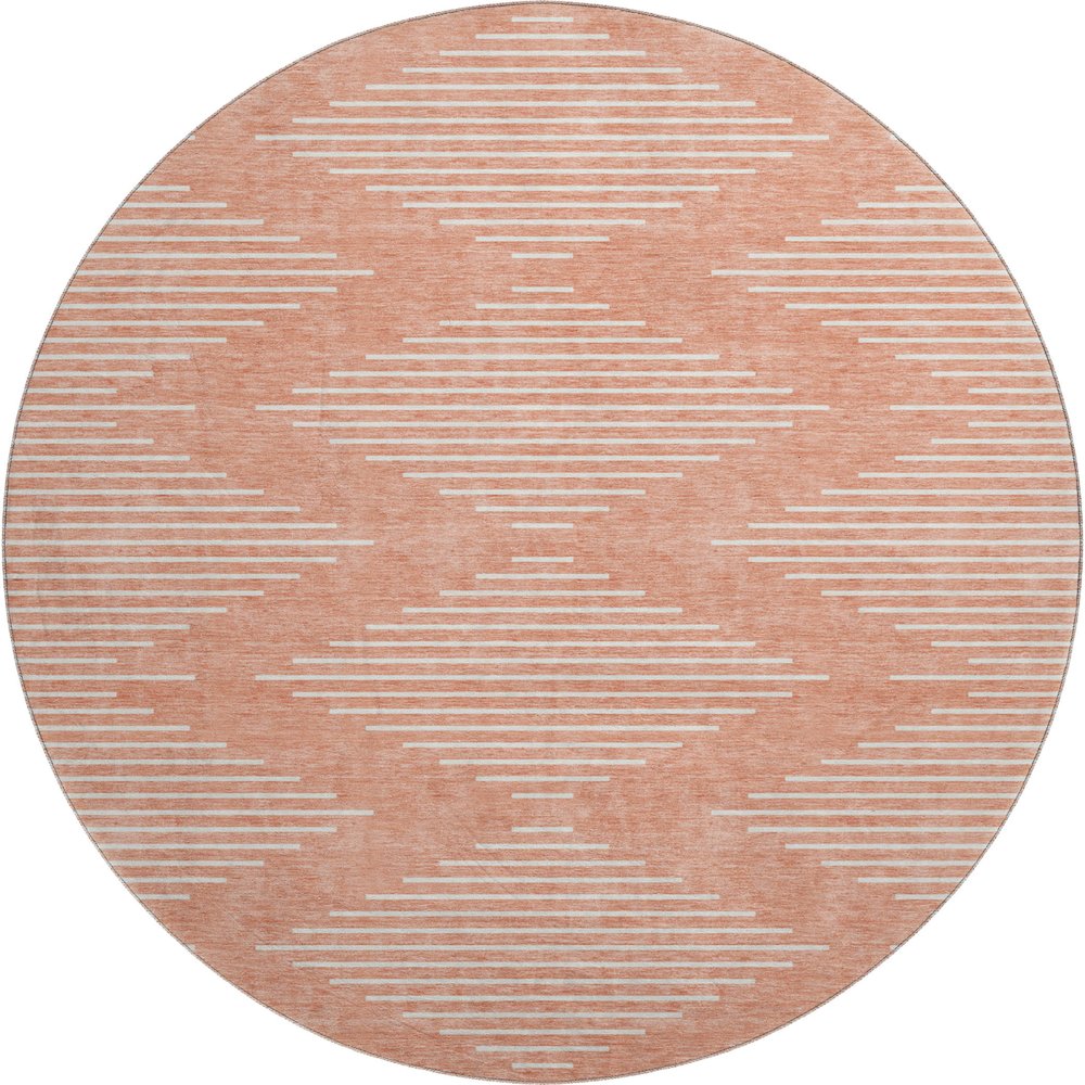 Premium Machine Washable Mayfield AMF1016 Salmon 8' x 8' Round Rug. Picture 1