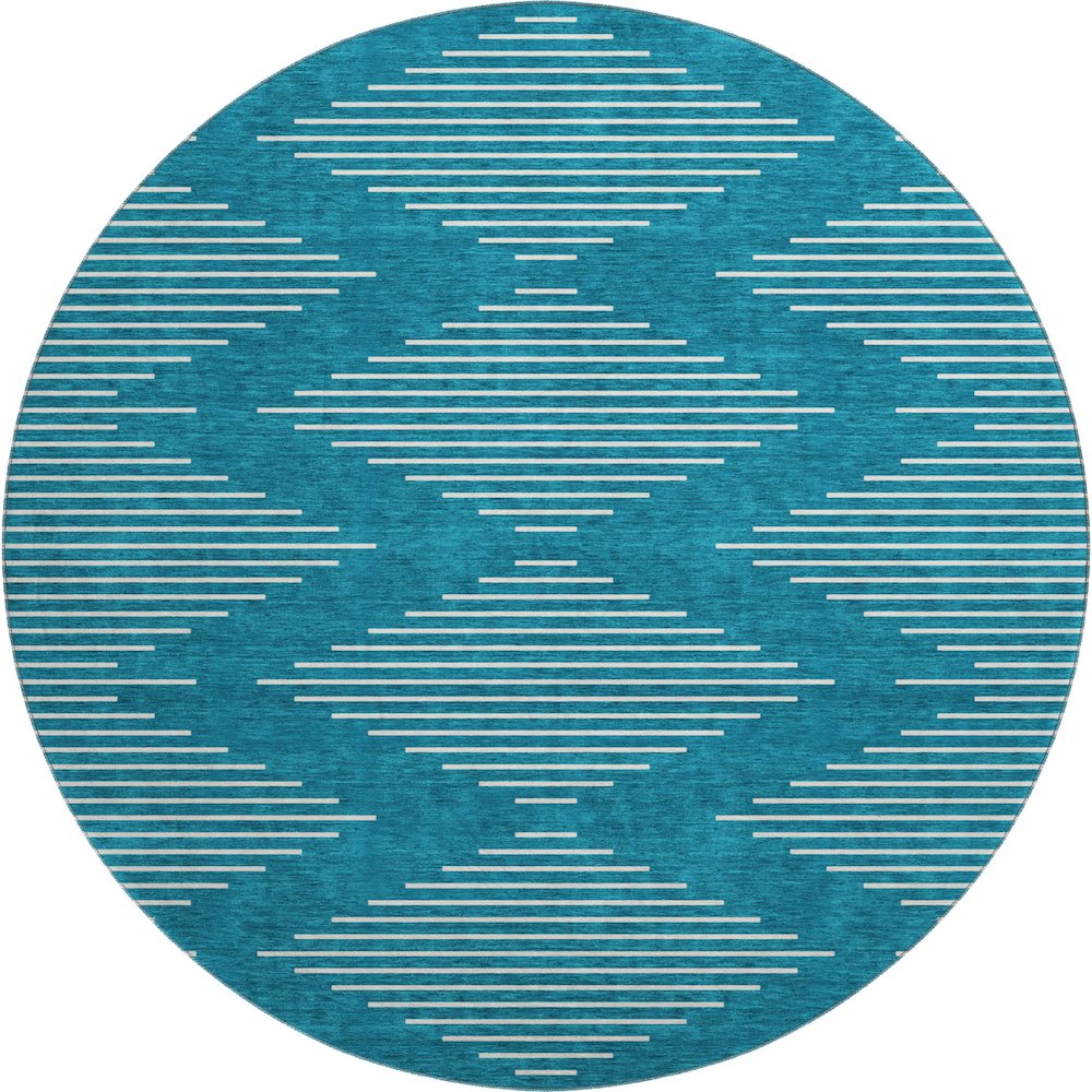 Premium Machine Washable Mayfield AMF1016 Teal 8' x 8' Round Rug. Picture 1
