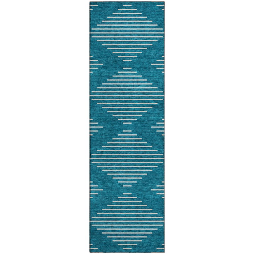 Premium Machine Washable Mayfield AMF1016 Teal 2'3" x 7'6" Runner Rug. Picture 1