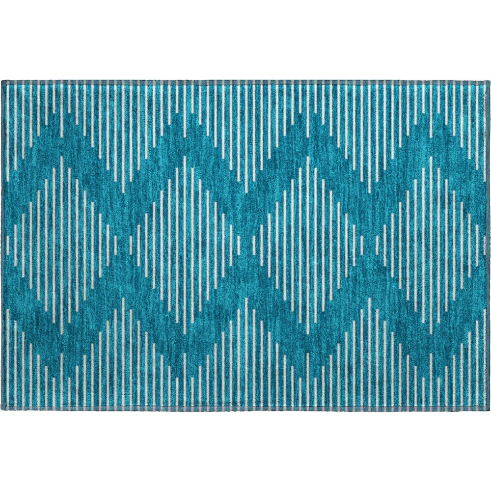 Premium Machine Washable Mayfield AMF1016 Teal 1'8" x 2'6" Rug. Picture 1
