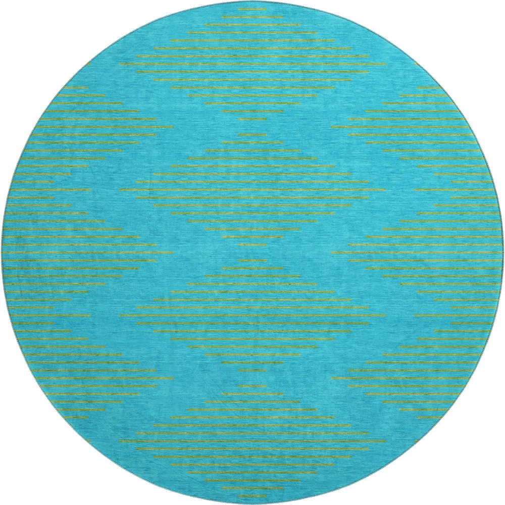 Premium Machine Washable Mayfield AMF1017 Aqua 8' x 8' Round Rug. Picture 1