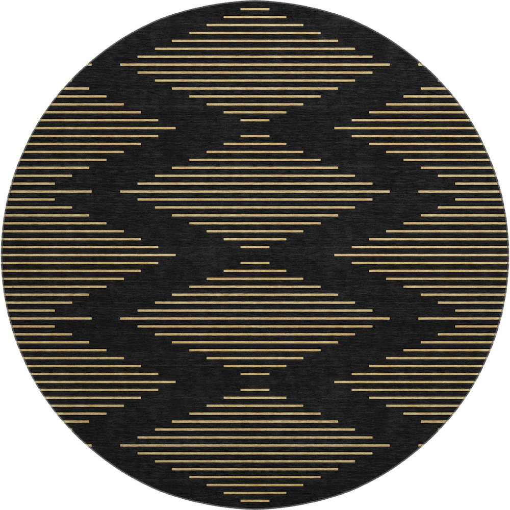 Premium Machine Washable Mayfield AMF1017 Black 8' x 8' Round Rug. Picture 1