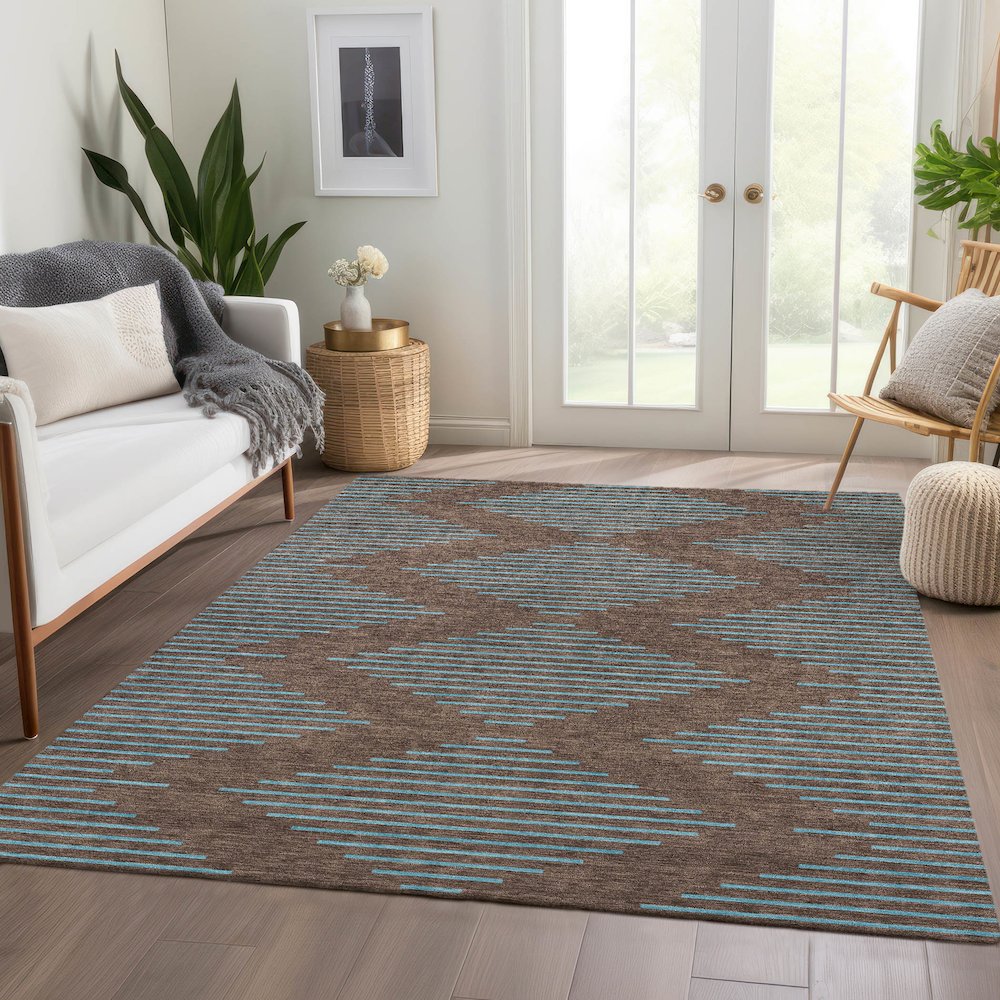 Premium Machine Washable Mayfield AMF1017 Brown 2'6" x 3'10" Rug. Picture 6