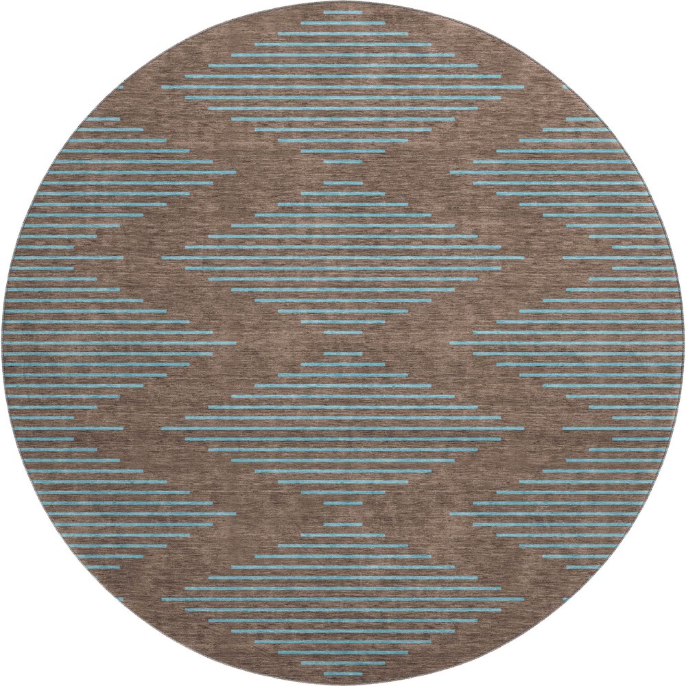 Premium Machine Washable Mayfield AMF1017 Brown 8' x 8' Round Rug. Picture 1