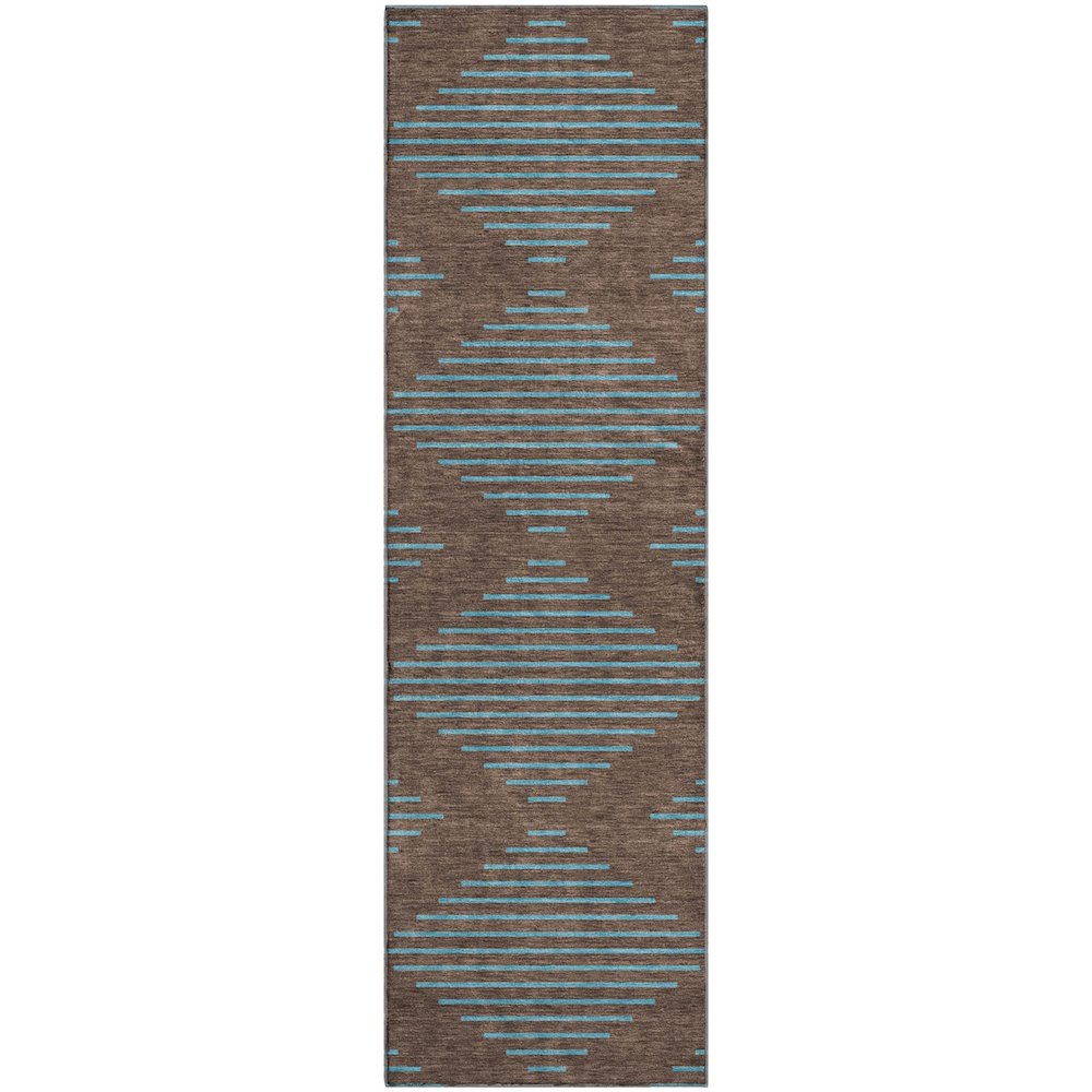 Premium Machine Washable Mayfield AMF1017 Brown 2'3" x 7'6" Runner Rug. Picture 1