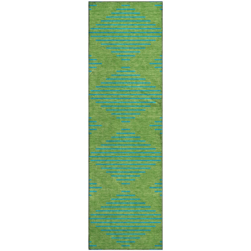 Premium Machine Washable Mayfield AMF1017 Green 2'3" x 7'6" Runner Rug. Picture 1