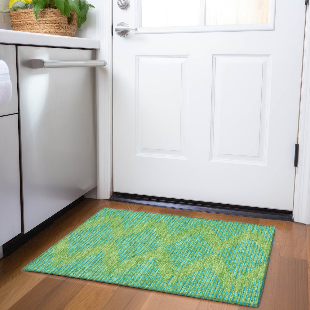Premium Machine Washable Mayfield AMF1017 Green 1'8" x 2'6" Rug. Picture 5