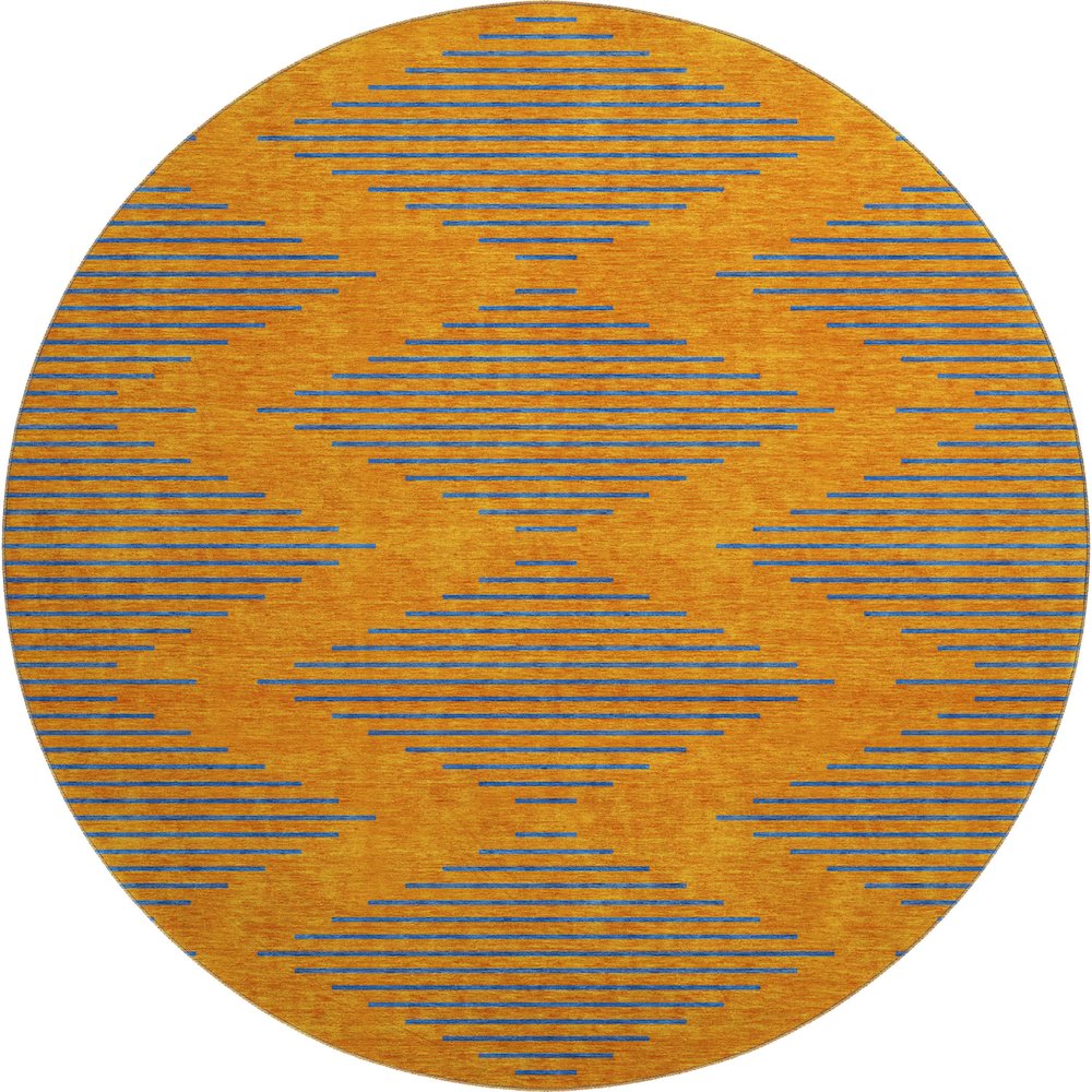 Premium Machine Washable Mayfield AMF1017 Orange 8' x 8' Round Rug. Picture 1
