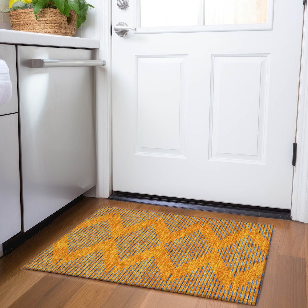 Premium Machine Washable Mayfield AMF1017 Orange 1'8" x 2'6" Rug. Picture 5