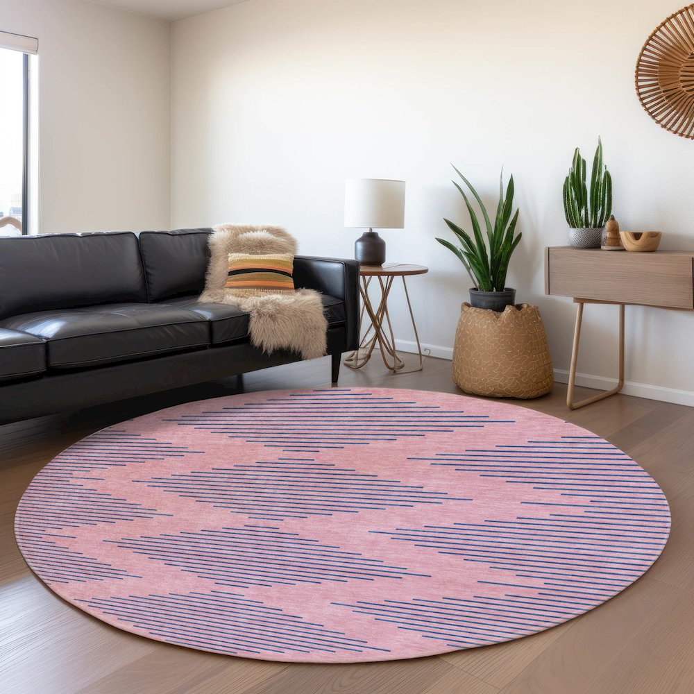 Premium Machine Washable Mayfield AMF1017 Pink 8' x 8' Round Rug. Picture 5