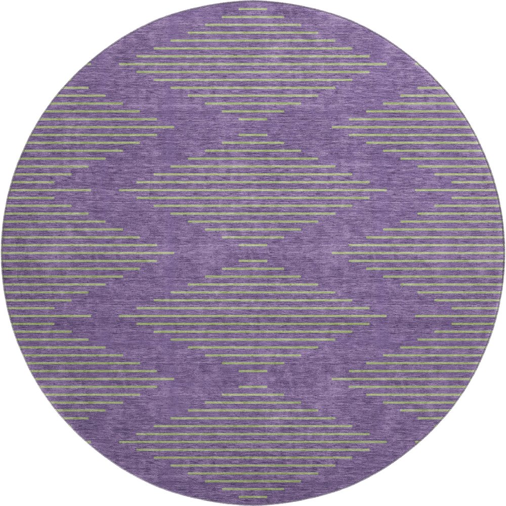 Premium Machine Washable Mayfield AMF1017 Purple 8' x 8' Round Rug. Picture 1