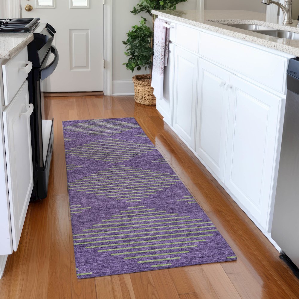 Premium Machine Washable Mayfield AMF1017 Purple 2'3" x 7'6" Runner Rug. Picture 5