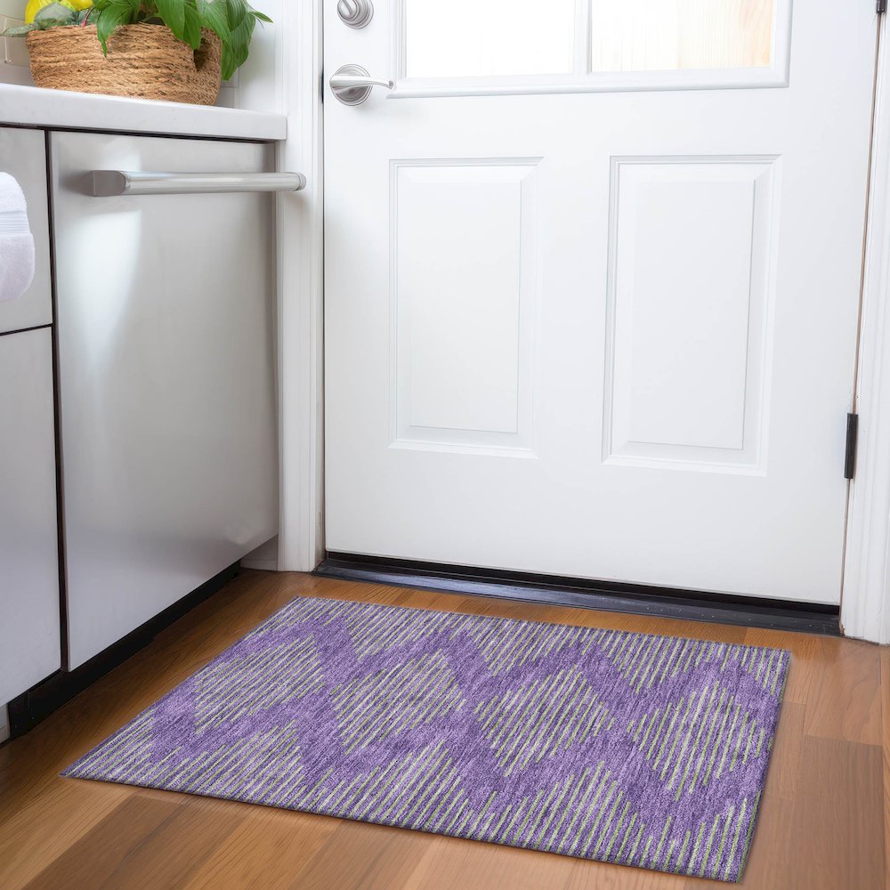 Premium Machine Washable Mayfield AMF1017 Purple 1'8" x 2'6" Rug. Picture 5