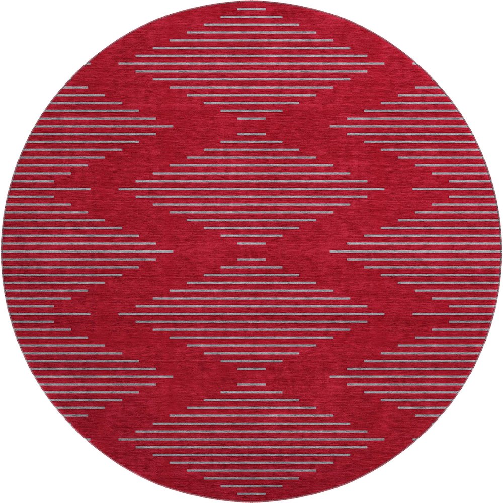 Premium Machine Washable Mayfield AMF1017 Red 8' x 8' Round Rug. Picture 1