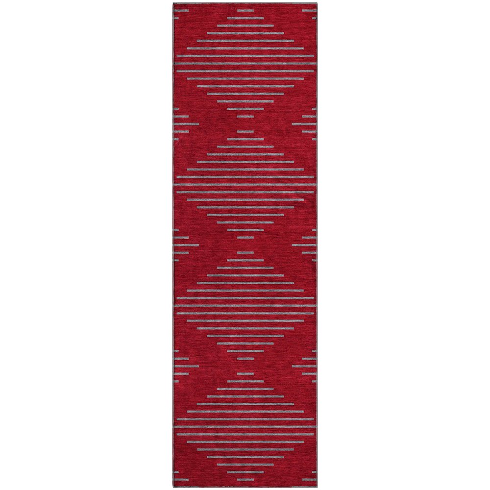 Premium Machine Washable Mayfield AMF1017 Red 2'3" x 7'6" Runner Rug. Picture 1
