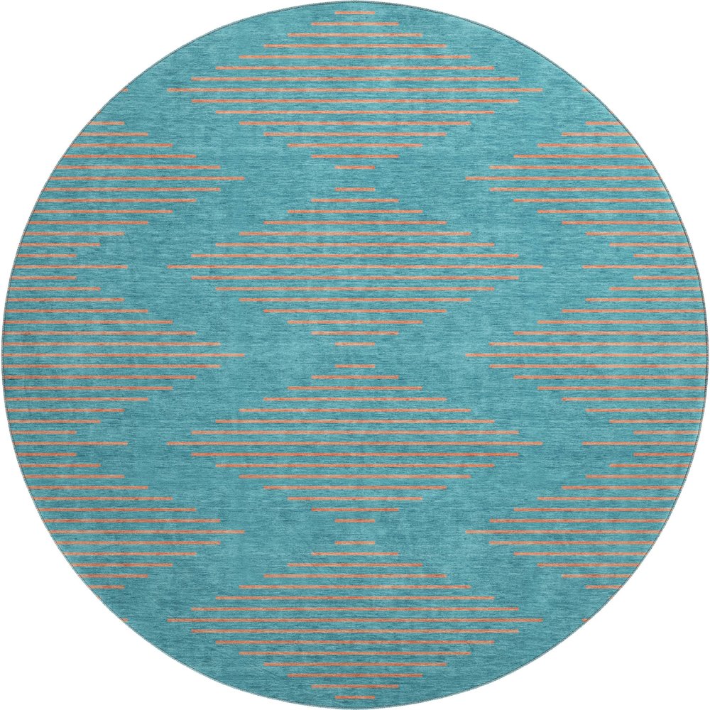 Premium Machine Washable Mayfield AMF1017 Teal 8' x 8' Round Rug. Picture 1