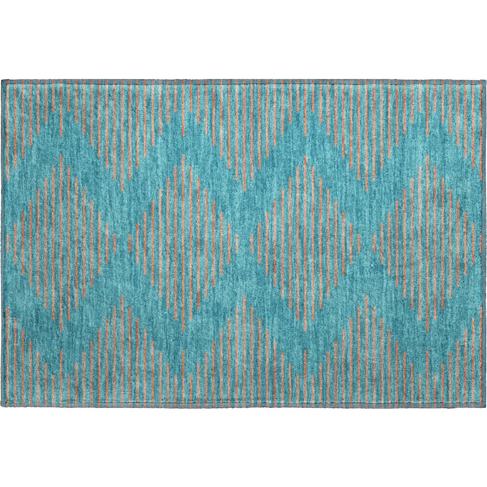 Premium Machine Washable Mayfield AMF1017 Teal 1'8" x 2'6" Rug. Picture 1