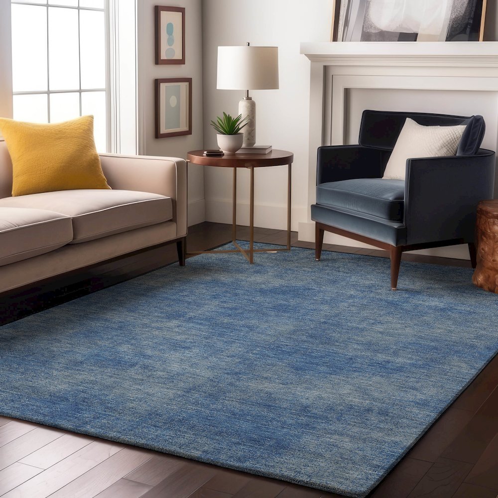 Premium Machine Washable Mayfield AMF1018 Blue 2'6" x 3'10" Rug. Picture 5