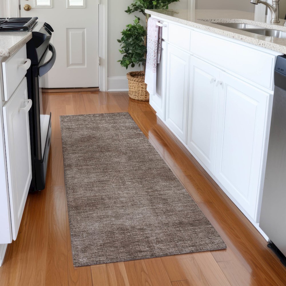 Premium Machine Washable Mayfield AMF1018 Brown 2'3" x 7'6" Runner Rug. Picture 5