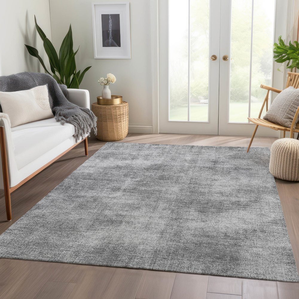 Premium Machine Washable Mayfield AMF1018 Gray 2'6" x 3'10" Rug. Picture 6