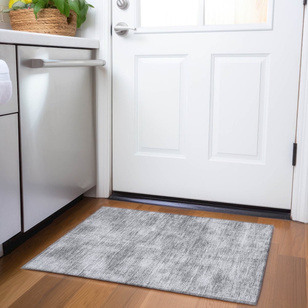 Premium Machine Washable Mayfield AMF1018 Gray 1'8" x 2'6" Rug. Picture 5