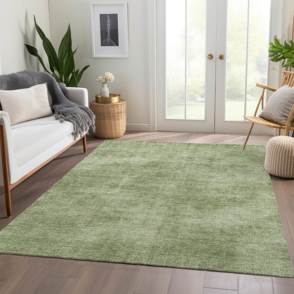 Premium Machine Washable Mayfield AMF1018 Green 2'6" x 3'10" Rug. Picture 6