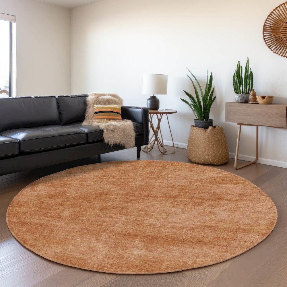 Premium Machine Washable Mayfield AMF1018 Paprika 8' x 8' Round Rug. Picture 5