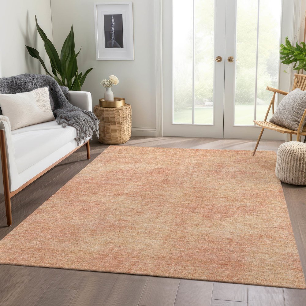 Premium Machine Washable Mayfield AMF1018 Peach 2'6" x 3'10" Rug. Picture 6