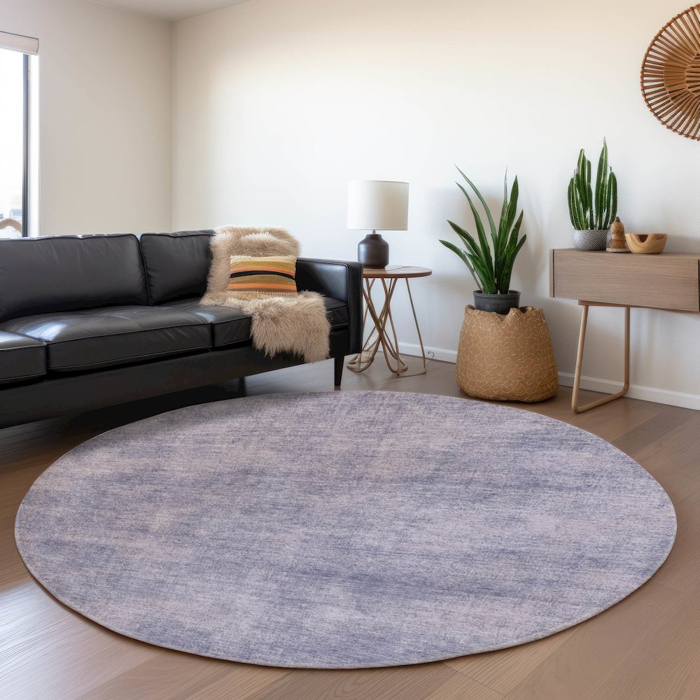 Premium Machine Washable Mayfield AMF1018 Purple 8' x 8' Round Rug. Picture 5