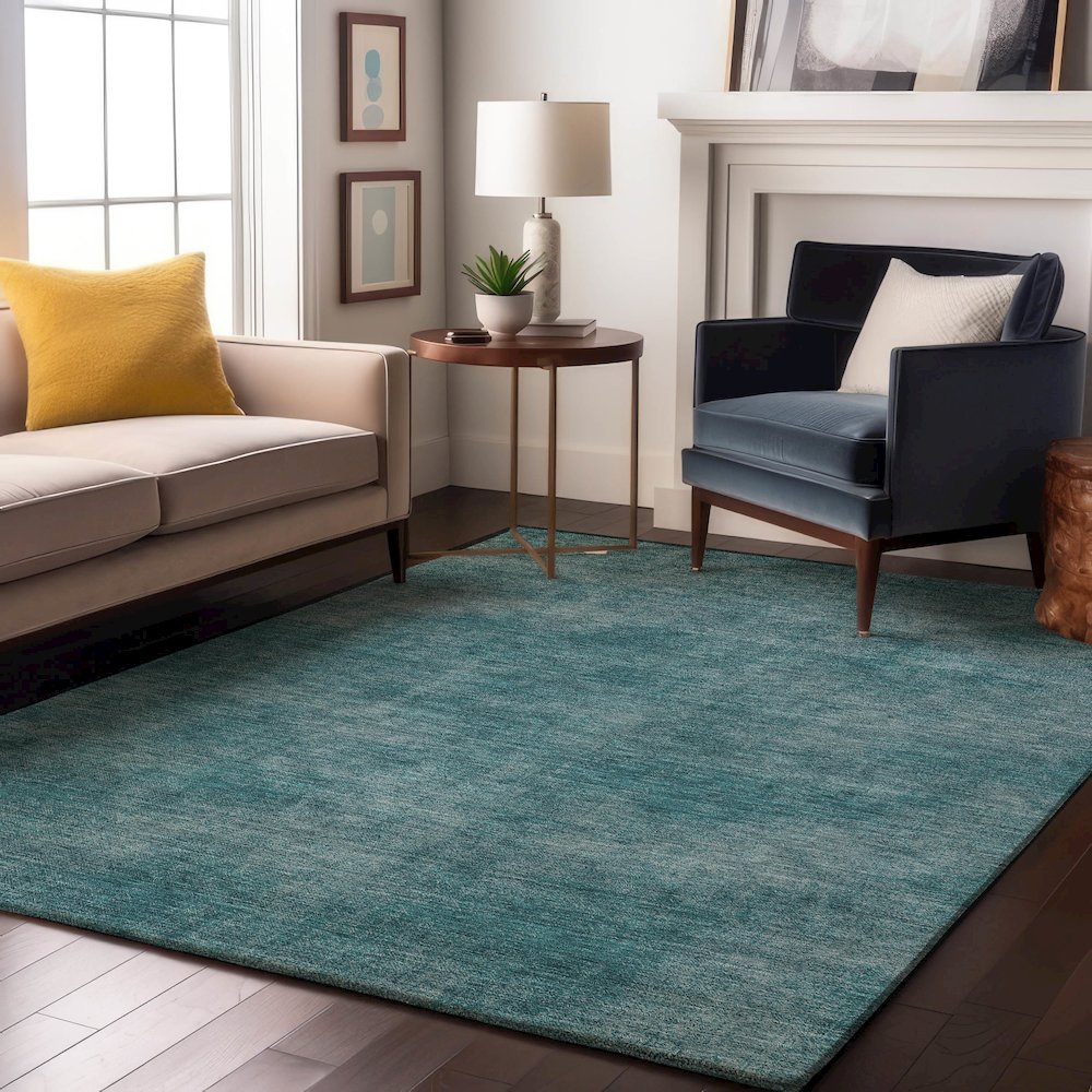 Premium Machine Washable Mayfield AMF1018 Teal 2'6" x 3'10" Rug. Picture 5