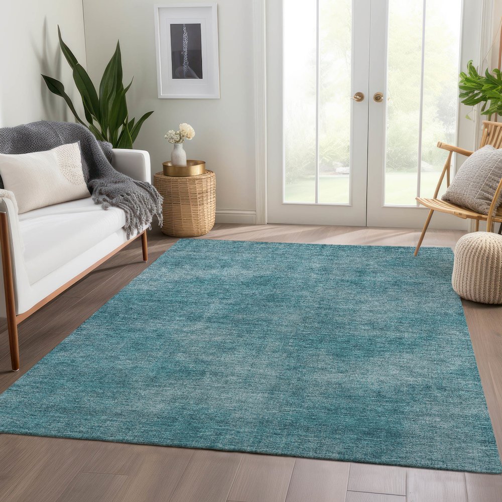 Premium Machine Washable Mayfield AMF1018 Teal 2'6" x 3'10" Rug. Picture 6