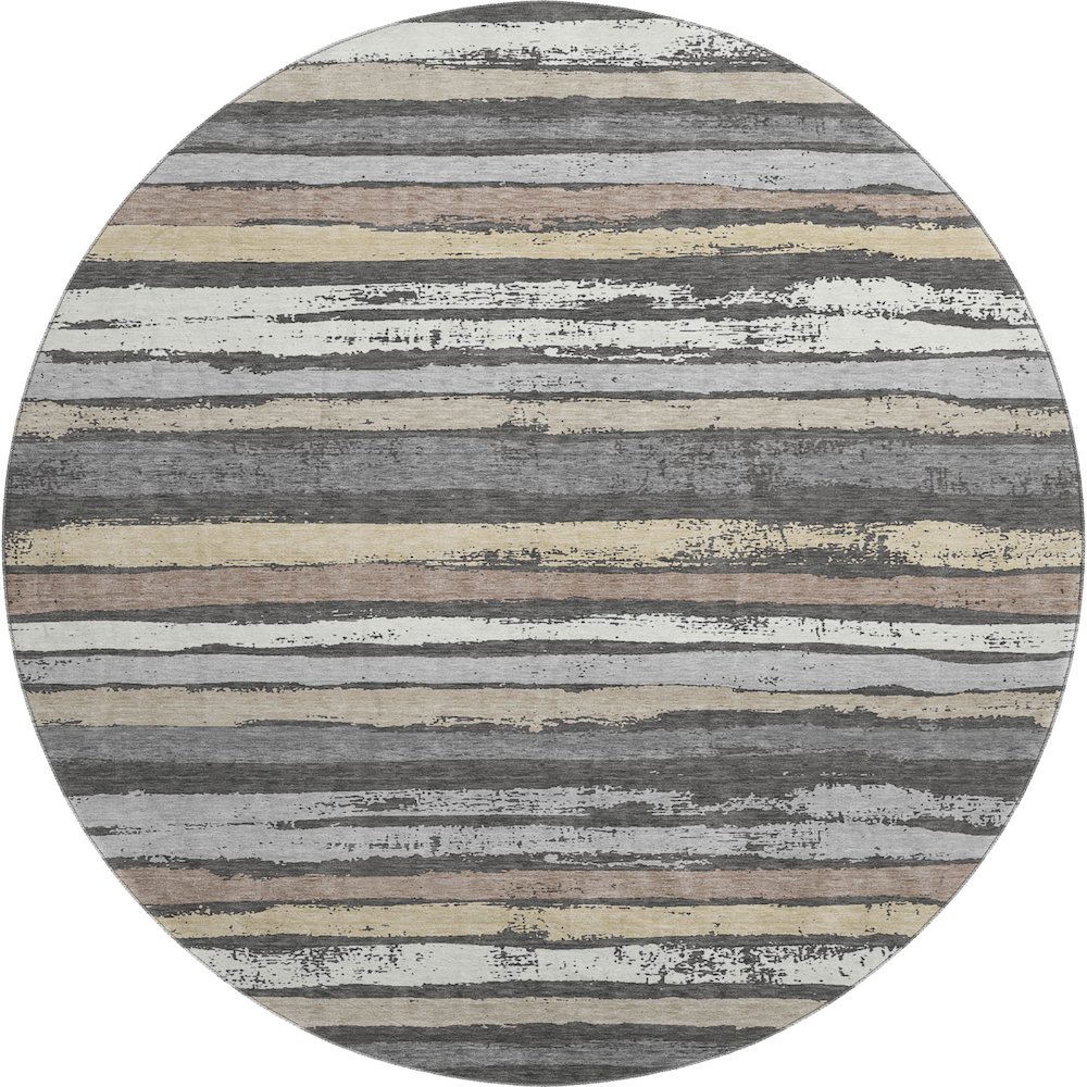 Premium Machine Washable Mayfield AMF1019 Charcoal 8' x 8' Round Rug. Picture 1